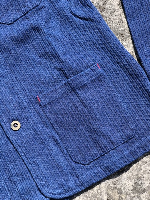 Sashiko Indigo Natural Dyed Organic Cotton French Chore Jacket - Image 7