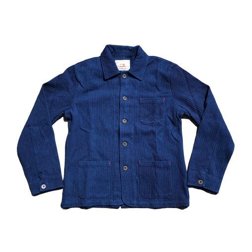 Sashiko Indigo Natural Dyed Organic Cotton French Chore Jacket