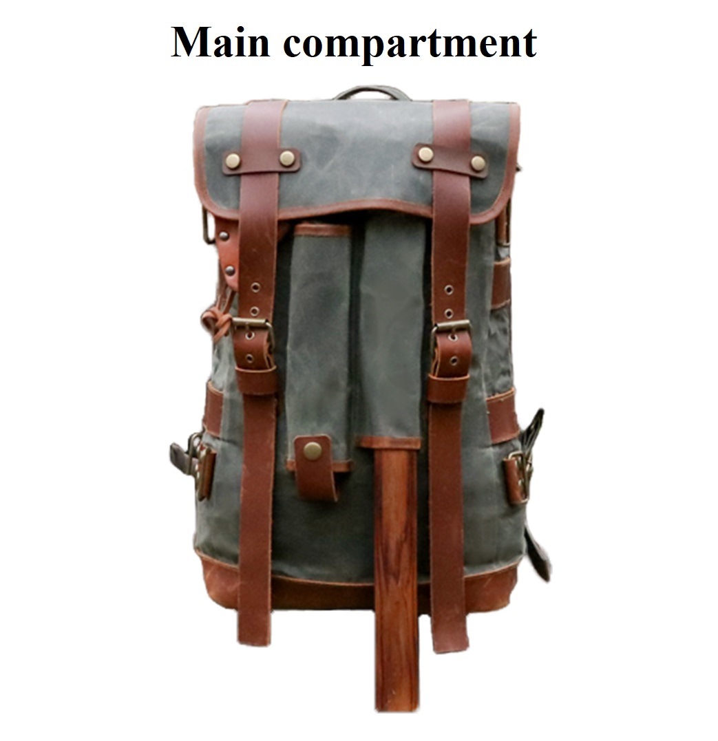 Bushcraft Handmade Waxed Canvas Backpack Leather Backpack 