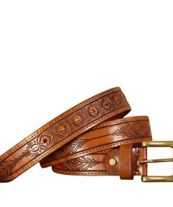 Alternative view of Handmade Natural Vegetable Tanned Leather Floral Western Belt