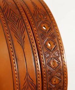 Handmade Natural Vegetable Tanned Leather Floral Western Belt - Image 6